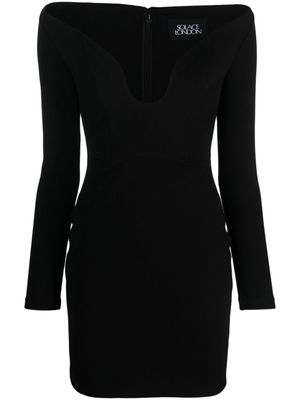 Solace London robe courte Uma à manches longues - Noir