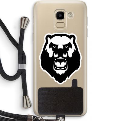 Angry Bear (white): Samsung Galaxy J6 (2018) Transparant Hoesje met koord