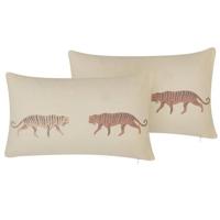 Beliani-NIEREMBERGIA -Sierkussen set van 2-Beige-30 x 50 cm-Polyester - thumbnail