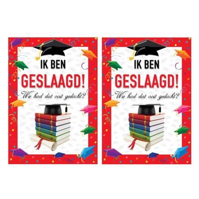 2x stuks deur poster Ik ben geslaagd