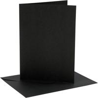 Kaarten en enveloppen, afmeting kaart 12,7x17,8 cm, afmeting envelop 13,3x18,5 cm, 230 gr, zwart, 4 set/ 1 doos