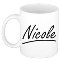 Nicole Naam koffiemok - beker - met sierlijke letters - wit - 300 ml - Cadeau - Dames