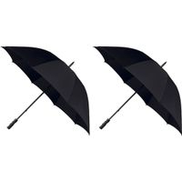 2x Golf stormparaplus zwart windproof 130 cm - thumbnail