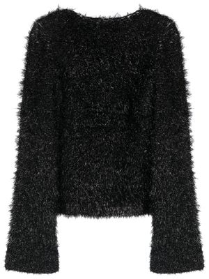 Victoria Beckham pull en fourrure artificielle à dos ouvert - Noir