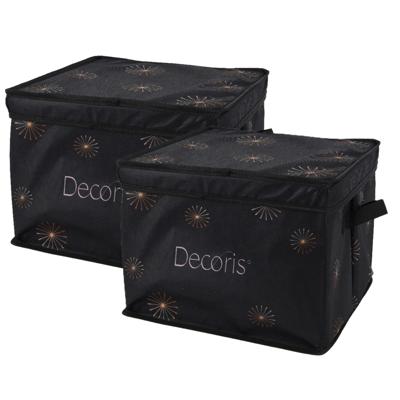 Kerstballen opbergbox - 2x - groen - 34 x 34 x 20 cm - opvouwbaar - polyester