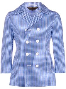 Comme Des Garçons Pre-Owned checked double-breasted jacket - Bleu