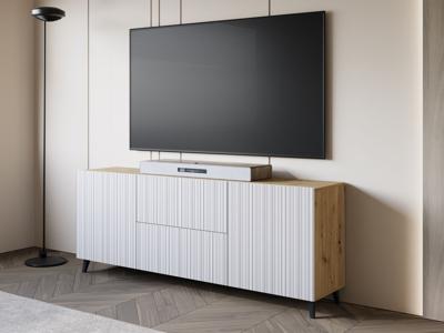 Tv-meubel FUKETTE 2 deuren 2 lades 180 cm artisan eik/wit
