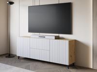 Tv-meubel FUKETTE 2 deuren 2 lades 180 cm artisan eik/wit