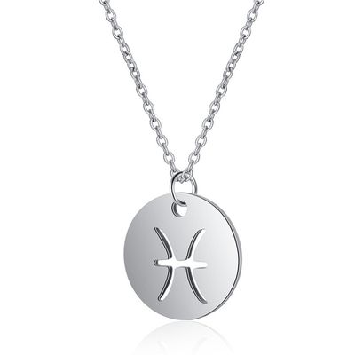 Sterrenbeeld Vissen Dames Ketting Zilverkleurig Ronde Hanger