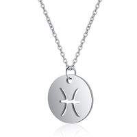Sterrenbeeld Vissen Dames Ketting Zilverkleurig Ronde Hanger