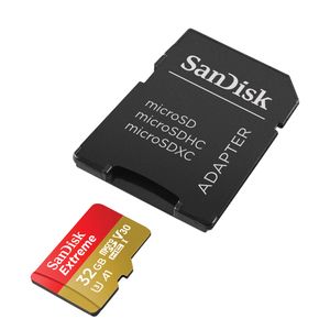 SanDisk MicroSDHC Extreme 32GB 100 mb/s - A1 - V30 - SDA - Rescue Pro DL 1Y Micro SD-kaart Rood