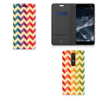 Nokia 5.1 (2018) Hoesje met Magneet Zigzag Multi Color - thumbnail