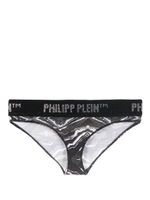 Philipp Plein culotte ornée de strass à bande logo - Noir