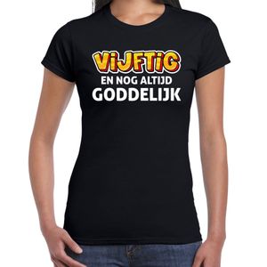 Verjaardag cadeau t-shirt 50 jaar Sarah - vijftig en goddelijk zwart voor dames