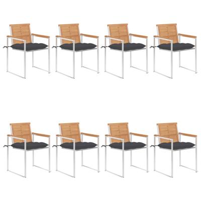 Tuinstoelen 8 st met kussens massief teakhout