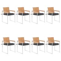 Tuinstoelen 8 st met kussens massief teakhout