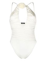 Noire Swimwear maillot de bain à fleur appliquée - Blanc - thumbnail