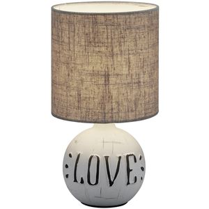 LED Tafellamp - Trion Ernami Love - E14 Fitting - Rond - Mat Grijs - Keramiek