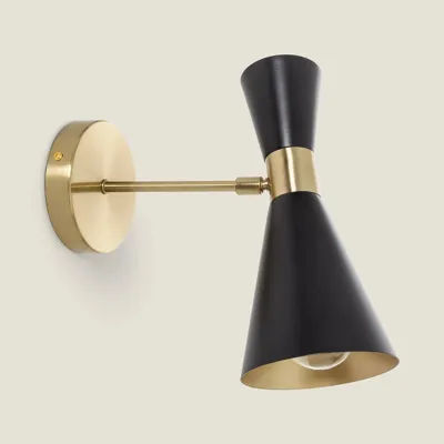 Wandlamp leeslamp &apos;Jagger&apos; verstelbaar zwart goud e27 fitting