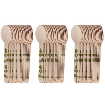 Esschert Design Lepels - hout - 80x - kruidenopdruk - 16 cm - BBQ/Verjaardag/Camping/Party