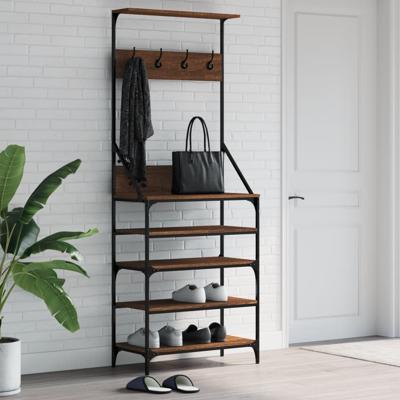 VidaXL Kledingrek met schoenenrek 70x34x184 cm bruin eikenkleur