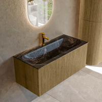 Badmeubel Mondiaz Kurve-Dlux | 100 cm cm | Meubelkleur Dusk | Wastafelkleur Lava | Solid surface | Wasbak midden spoelbak | 1 kraangat