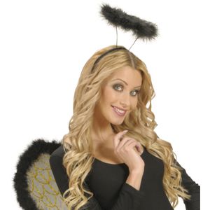 Zwarte engelen halo diadeem halloween verkleed accessoire   -