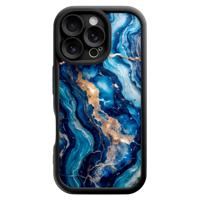 iPhone 16 Pro zwarte case - Ocean marble