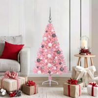 VidaXL Kunstmatig voorverlicht kerstboom met 150 led roze 120 cm pvc