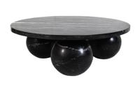 Diro Zwarte Marmeren 3-bal salontafel rond