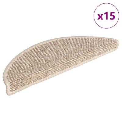 VidaXL Trapmatten 15 st 56x17x3 cm lichtbeige halfrond