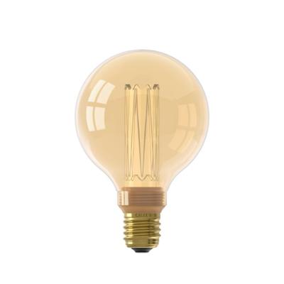 LED Glassfiber Globe Lamp G95 220-240V 3,5W 120lm E27, goud 1800K dimbaar - Calex