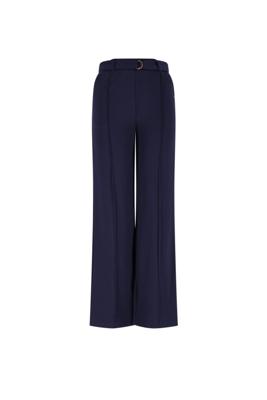 NoBell winter wide leg broek meisjes - navy blauw - Salet - interlock, met riem