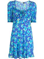 Rixo robe en soie Lilita à fleurs - Bleu - thumbnail