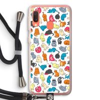 Kleurrijke katten: Samsung Galaxy A20e Transparant Hoesje met koord