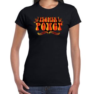 Hippie t-shirt voor dames - flower power - oranje/rood - jaren 60 themafeest