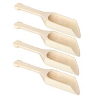 Schep lepeltjes - 4x - hout - beige - 17 x 6 cm