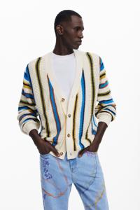 Gestreept brei-vest - WHITE - XL