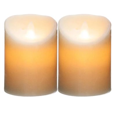 Led stompkaarsen op batterijen - 2x stuks - Warm licht - Wit