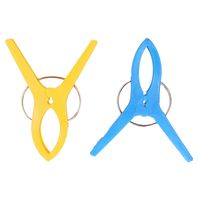 Handdoekknijpers XL - 2x - blauw/geel - kunststof - 12 cm - wasknijpers   -