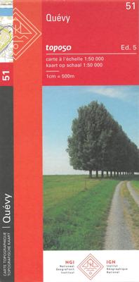 Topografische kaart - Wandelkaart 51 Topo50 Quévy | NGI - Nationaal Geografisch Instituut