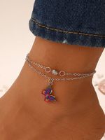 Boho Kleur Vlinder Diamant Gelaagd Enkelbandje - thumbnail