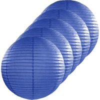 5x Luxe bol lampionnen donker blauw 25 cm 5x Luxe bol lampionnen donker blauw 25 cm