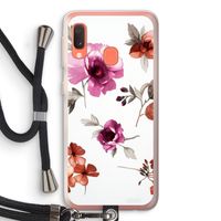 Geschilderde bloemen: Samsung Galaxy A20e Transparant Hoesje met koord Geschilderde bloemen: Samsung Galaxy A20e Transparant Hoesje met koord
