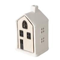 Boltze Home Huisje LED Homewood Porselein Met Hout L6cm X B5cm X H10cm (