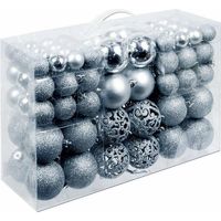 Pakket met 100 voordelige zilveren kerstballen   - - thumbnail
