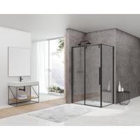 Van Rijn Products ST06 Softclose schuifdeur - 118.5x200cm - helder glas - dikte 8mm - tbv hoekcabine - incl. greep - zwart ST06350120ZW