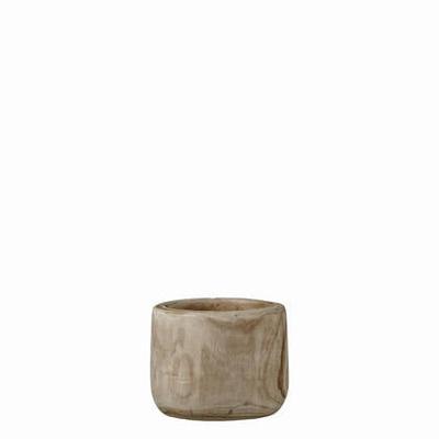 Mica Decorations Pia Bloempot - H16 x Ø19 cm - Paulownia Hout - Lichtbruin
