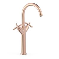 Wastafelkraan Tres Mont Blanc | Opbouw | Mengkraan | Hoog model | 2-knops | Rond | Rose goud mat 24k