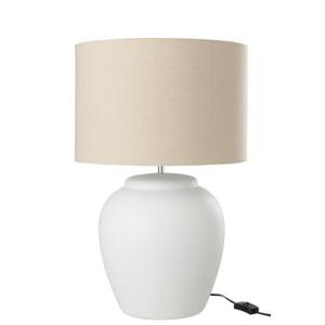 J-line - Lamp Meli + Kap Keramiek Linnen Wit Large - 41x41x60cm